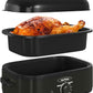 Superjoe 14 QT Electric Roaster Oven with Self-Basting Lid, Removable Pan and Rack, Stainless Steel, Black
