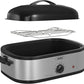 Superjoe 14 Quart Electric Roaster Oven, Turkey Roaster Oven with Self-Basting Lid, Stainless Steel Roaster Pan