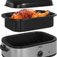 Superjoe 14QT Electric Roaster Oven with Self-Basting Lid, Removable Pan and Rack, Stainless Steel, Silver