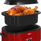 Superjoe 18 Quart Electric Roaster Oven with Self-Basting Lid, Turkey Roaster Oven Buffet with Removable Pan, Cool-Touch Handles, Red
