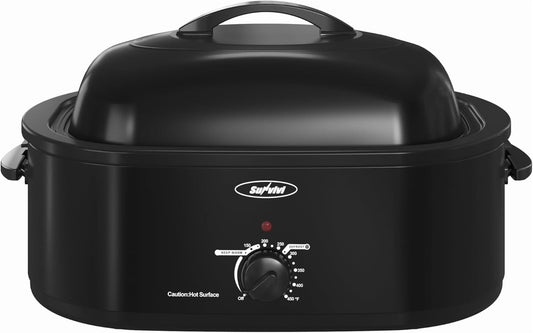 Superjoe 18QT Electric Roaster Oven, Stainless Steel Roaster Pan for Turkey with Removable Insert Pot, Black