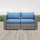 Superjoe 2 Pcs Patio Sectional Sofa Set Outdoor Corner Sofa Conversation Set,Blue