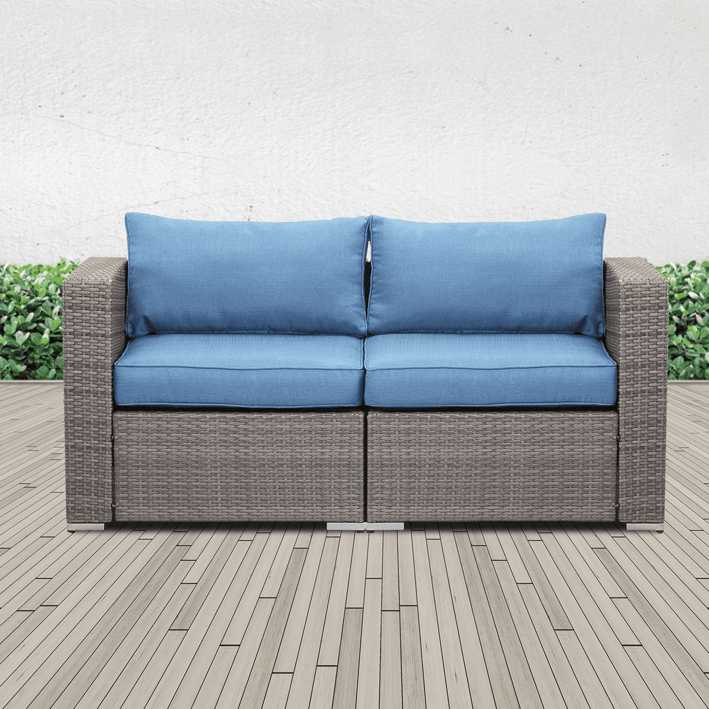 Superjoe 2 Pcs Patio Sectional Sofa Set Outdoor Corner Sofa Conversation Set,Blue