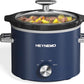 Superjoe 2 Quart Slow Cooker, Small Slow Cooker with Removable Ceramic Pot, Slow Cooker Food Warmer with 3 Heating Settings & Dishwasher Safe Glass Lid, Blue