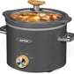 Superjoe 2 Quart Slow Cooker, Small Slow Cooker with Removable Ceramic Pot, Slow Cooker Food Warmer with 3 Heating Settings & Dishwasher Safe Glass Lid, Grey