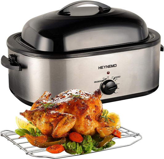 Superjoe 20 Quart Electric Roaster Oven with Self-Basting Lid & Removable Pan,Stainless Steel,Sliver,1 PCS
