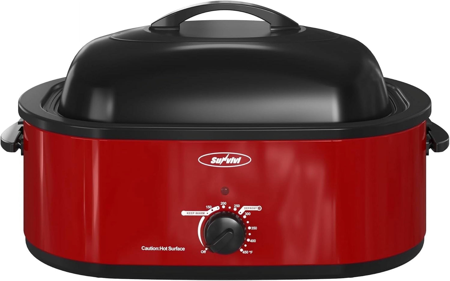 Superjoe 20QT Electric Roaster Oven, Stainless Steel Self-Basting Lid Removable Pan, Red