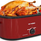 Superjoe 22QT Electric Roaster Oven, with Self-Basting Lid, Stainless Steel Roaster Pan, Red