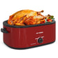 Superjoe 22 Quart Electric Roaster Oven with Visible & Self-Basting Lid, Large Turkey Roaster with Defrost Warm Function, Adjustable Temperature, Removable Pan Rack, Stainless Steel, Red