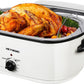 Superjoe 22 Quart Electric Roaster Oven with Self-Basting Lid, Turkey Roaster Oven Buffet with Removable Pan, Cool-Touch Handles, White