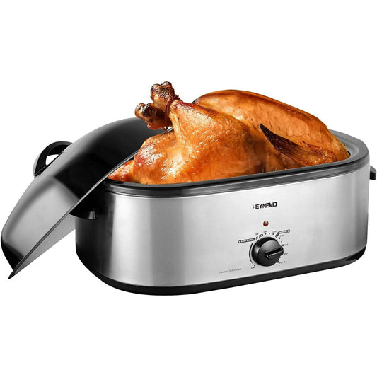 Superjoe 22 Quart Roaster Oven Turkey Oven Chicken Roaster for Cooking Warming, Stainless Steel Silver-1