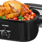 Superjoe 24 Quart Roaster Oven with Self-Basting Lid, Electric Turkey Roaster with Thaw & Warm Function, Adjustable Temperature Roaster With Removable Pan & Rack, Stainless Steel, Black