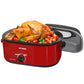 Superjoe 24 Quart Roaster Oven with Self-Basting Lid, Electric Turkey Roaster with Thaw & Warm Function, Adjustable Temperature Roaster With Removable Pan & Rack, Stainless Steel, Red