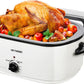 Superjoe 24QT Electric Stainless Steel Turkey Roaster Oven, Self-Basting Lid Removable Insert Pot , White