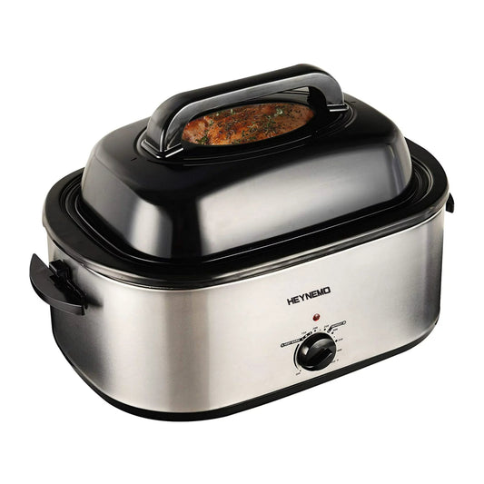 Superjoe 26 Quart Electric Turkey Roaster Oven with Self-Basting Lid, Stainless Steel, Silver