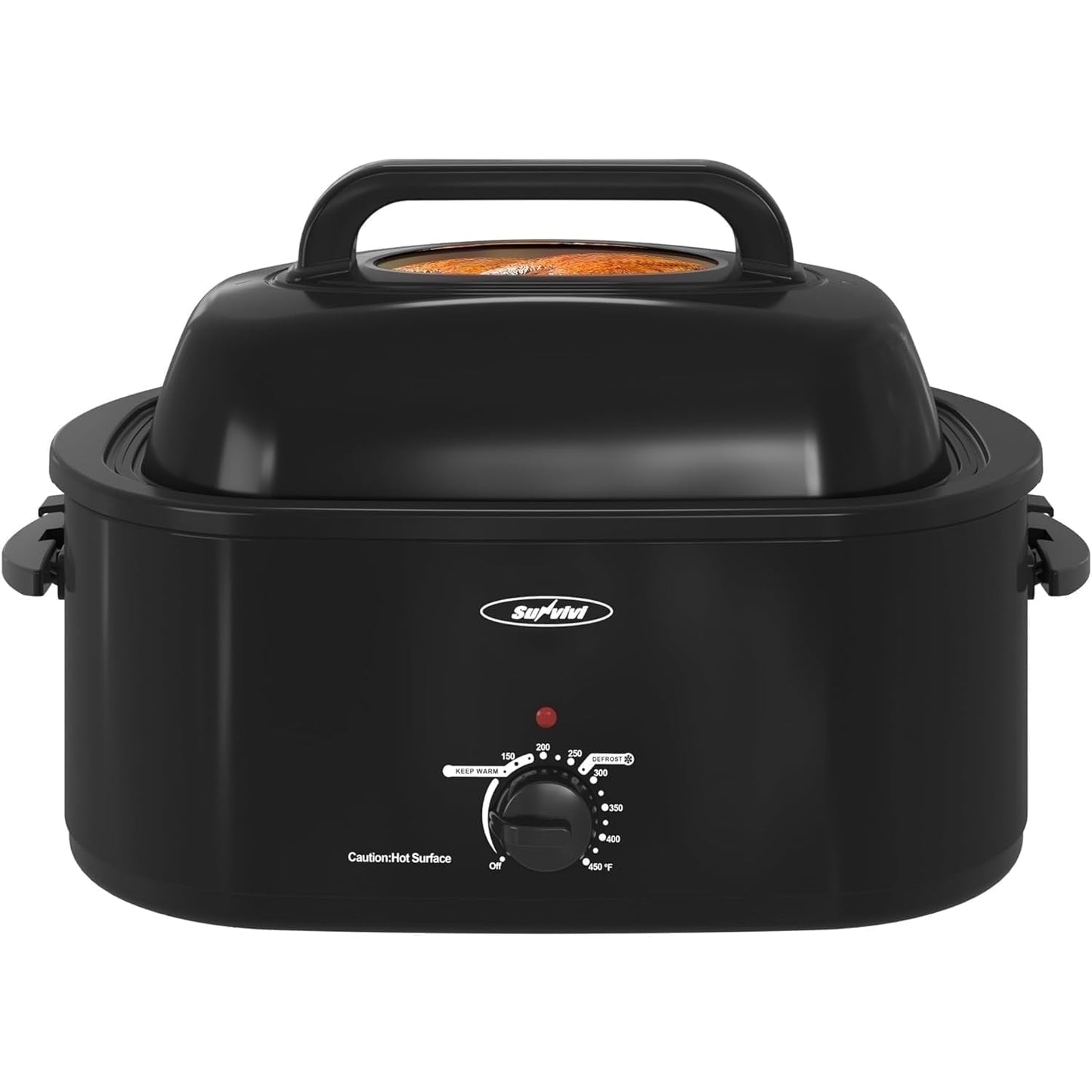 Superjoe 22 QT Electric Roaster Oven, with Self-Basting Lid, Stainless Steel Roaster Pan, Black