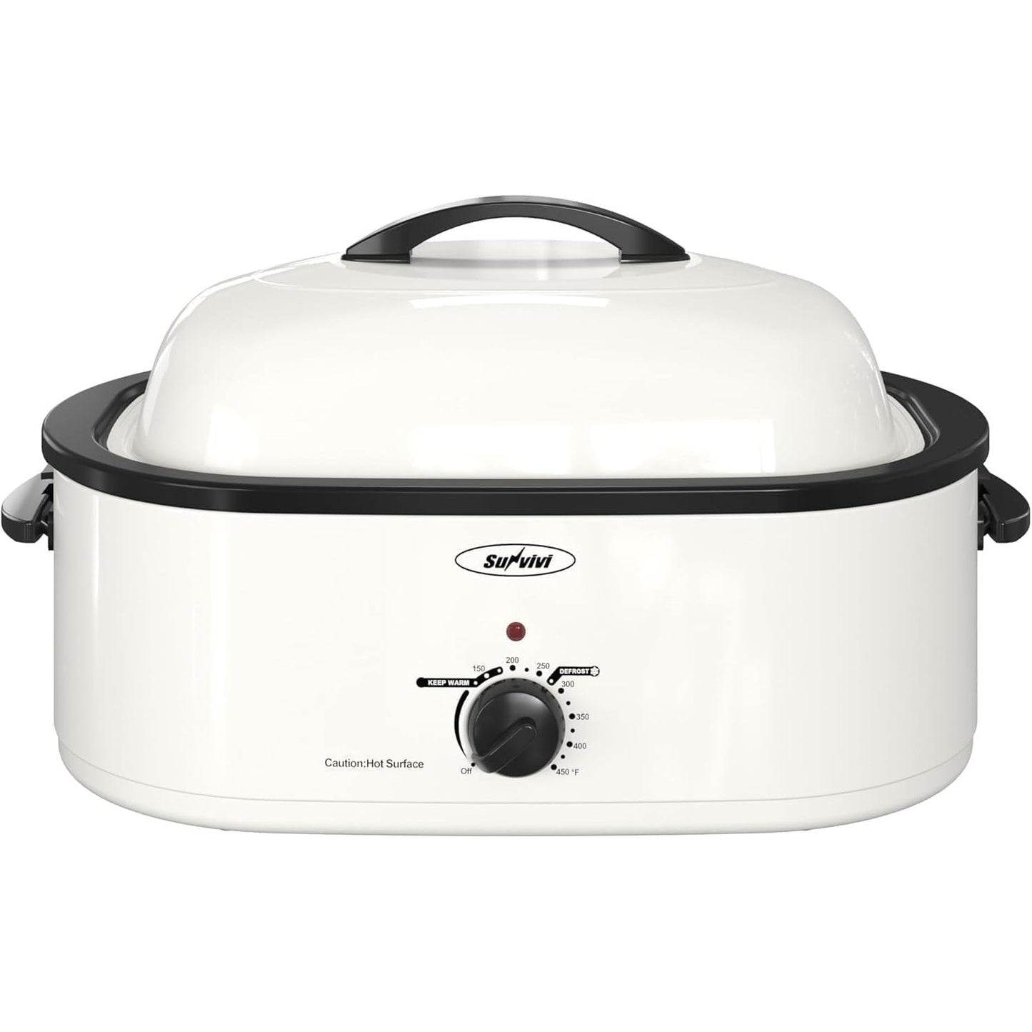 Superjoe 20 QT Electric Roaster Oven, Stainless Steel Roaster Pan for Turkey, White