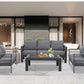 Heynemo 4 Pcs Outdoor Furniture Sofa Set Aluminum Patio Conversation Set With Coffee Table and 5 Inches Cushions, Gray
