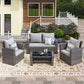 Superjoe 4 Pcs Outdoor Patio Furniture Sets,Wicker Conversation Set Rattan Sofa with Coffee Table and Cushions, Gray