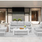 Superjoe 5 Pcs Outdoor Aluminum Furniture Set 7 Seats Patio Sectional Sofa Conversation Set Metal Sofa with 5 Inch Cushion and Coffee Table for Balcony, Garden, White