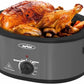 Superjoe 8 QT Electric Roaster Oven with Self-Basting Lid, Defrost Warm Function, Removable Pan, Stainless Steel, Grey