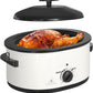 Superjoe 8QT Electric Roaster Oven, Self-Basting Lid, Defrost Warm Function, Removable Pan and Rack, Stainless Steel, White