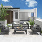 Superjoe Aluminum Outdoor Furniture Set 4 Pcs Patio Conversation Sofa Set with Coffee Table,Gray