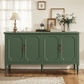 Superjoe Console Cabinet, 58'' Mid Century Modern Pantry Cabinet, Wood Buffet Cabinet, Media Cabinet with 4 Doors, Accent Cabinet for Entryway, Living Room, Bedroom, Dining Room (Green)