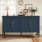 Superjoe Console Cabinet, 58'' Mid Century Modern Pantry Cabinet, Wood Buffet Cabinet, Media Cabinet with 4 Doors, Accent Cabinet for Entryway, Living Room, Bedroom, Dining Room (Blue)