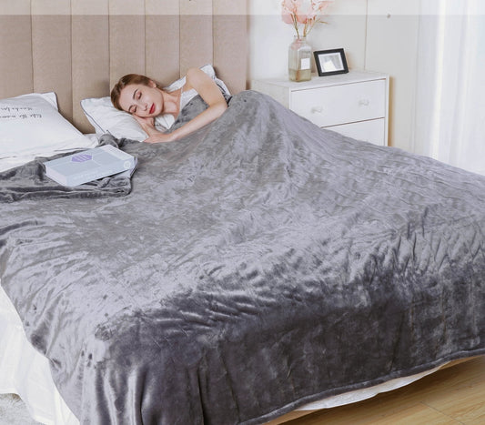 Superjoe Electric Blankets King Size Heated Blanket 100'' x 90'' King Blanket with Dual Controllers, 10 Heat Settings, Auto-off Timer, Gray Warm Gifts