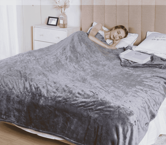 Superjoe Electric Blankets Queen Size 90'' x 84'' Dual Controllers Heated Blanket, 10 Heat Settings, 12 Hour Auto-off Timer, Warm Winter Gifts, Gray