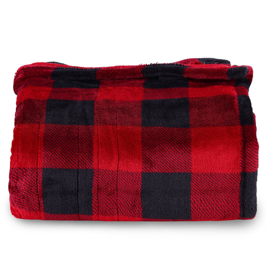 Superjoe Electric Throw Heated Blanket, Double-Layer Flannel, 4 Heat Settings and Auto-off, 60" x 50", Red Plaid