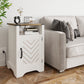 Superjoe Farmhouse Nightstand w/Charging Station, Wooden Rustic Tall Bedside Table, End Table w/Storage Shelf & Shelf for Bedroom, Living Room, Wood-Tone White