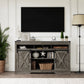 Heynemo Farmhouse TV Stand for TVs up to 70", Modern Entertainment Center with Sliding Barn Doors, Media Console Storage Cabinet for Living Room Bedroom, Light Grey