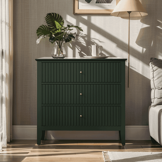 Heynemo Green 3 Drawer Dresser, Painted 30 Inch Tall Wood Nightstand with Storage, Wide Modern Chest of Drawers with Ball Bearing Slide for Bedroom Hallway Living Room Entryway Office