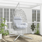 Heynemo Hanging Egg Chair with Stand, Outdoor Patio Wicker Hanging Egg Chair, Egg Swing Chair with Stand 350lbs Capacity for Garden, Balcony, Bedroom, Beige & Gray
