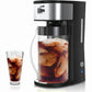 Superjoe Iced Coffee and Tea Maker with Reusable Filter Basket, 2.5QT Pitcher, Iced Tea Coffee Machine , Lemonade and Flavored Water, Adjustable Brew Strength, Black and Silver