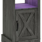 Superjoe LED Nightstand Set of 1 with Charging Station, Bedside Table with Storage Cabinet and Shelf, Rustic End Table, Farmhouse Wooden Side Table, for Bedroom, Living Room, Grey