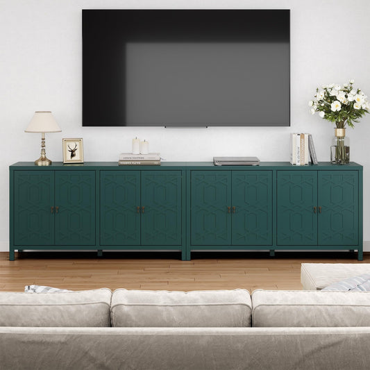 Heynemo Modern Sideboard Buffet Cabinet, 60'' Green Credenza with 4 Doors and Adjustable Shelves, Kitchen Buffet Table Coffee Bar Wine Bar Cabinet for Dining Room, Living Room, Forest Green
