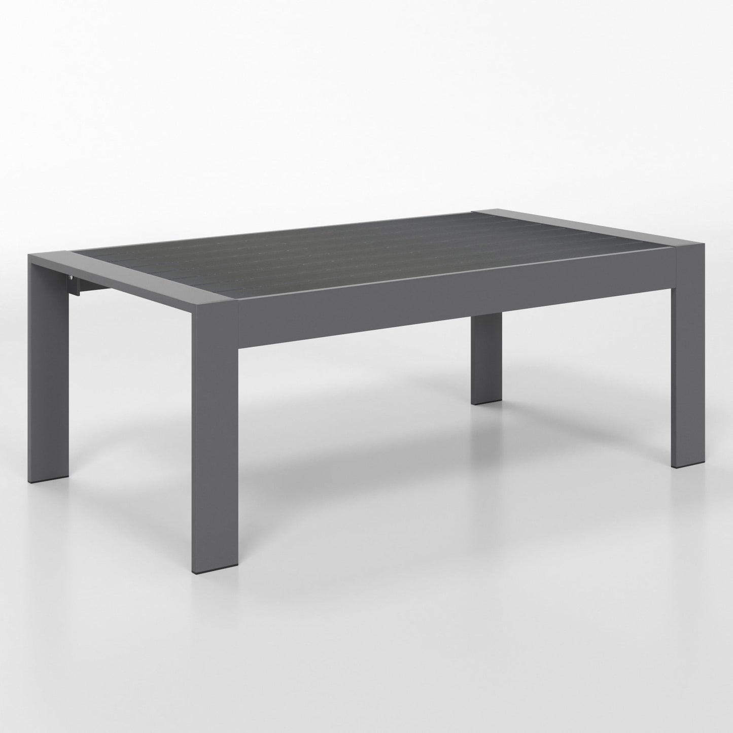 Superjoe Outside Patio Aluminum Coffee Table, Outdoor End Table with Aluminum Frame, Modern All-Weather Metal Rectangle Table Garden Furniture, Dark Grey
