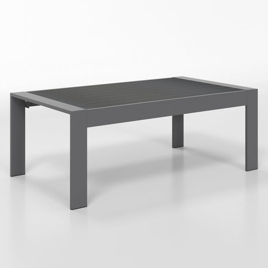 Superjoe Outside Patio Aluminum Coffee Table, Outdoor End Table with Aluminum Frame, Modern All-Weather Metal Rectangle Table Garden Furniture, Dark Grey