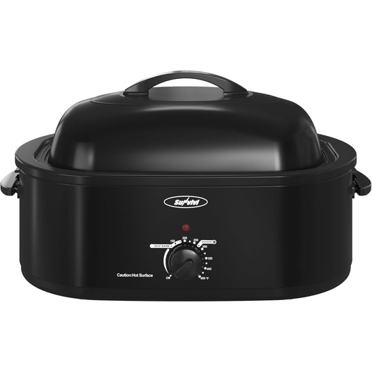 Superjoe Oven with Self-Basting Lid,20 Quart Electric Roaster with Removable Pan & Rack,150-450???¡ãF Full-Range Temperature Control with Defrost/Warm Function,Stainless Steel,Black