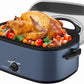 Superjoe Roaster Oven 28 Quart, Electric Roaster Oven with Visible & Self-Basting Lid, Turkey Roaster Oven with Removable Pan & Rack, Variable Temperature Control, Stainless Steel, Blue