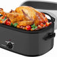 Superjoe Roaster Oven 28 Quart, Electric Roaster Oven with Visible & Self-Basting Lid, Turkey Roaster Oven with Removable Pan & Rack, Variable Temperature Control, Stainless Steel, Grey