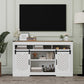 Heynemo TV Stand for TVs up to 70", 34" Tall Entertainment Center w/Sliding Doors, Modern Wood Media Console Storage Cabinet for Living Room Bedroom, Wood-Tone and White
