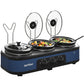 Heynemo Triple Slow Cooker Buffet Server with Removable Ceramic Pots and Adjustable Temperature - 3 x 1.5 Quart, Blue