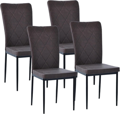 RoyalCraft Upholstered Dinning Chairs Set of 4, PU Cushion Mid-Century Accent Chairs,Kitchen Side Chair with Waterproof Surface and Iron Legs for Dining Room,Kitchen