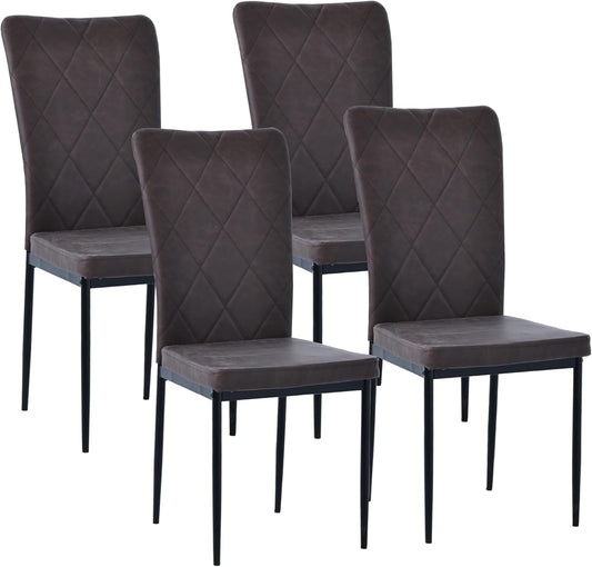 RoyalCraft Upholstered Dinning Chairs Set of 4, PU Cushion Mid-Century Accent Chairs,Kitchen Side Chair with Waterproof Surface and Iron Legs for Dining Room,Kitchen