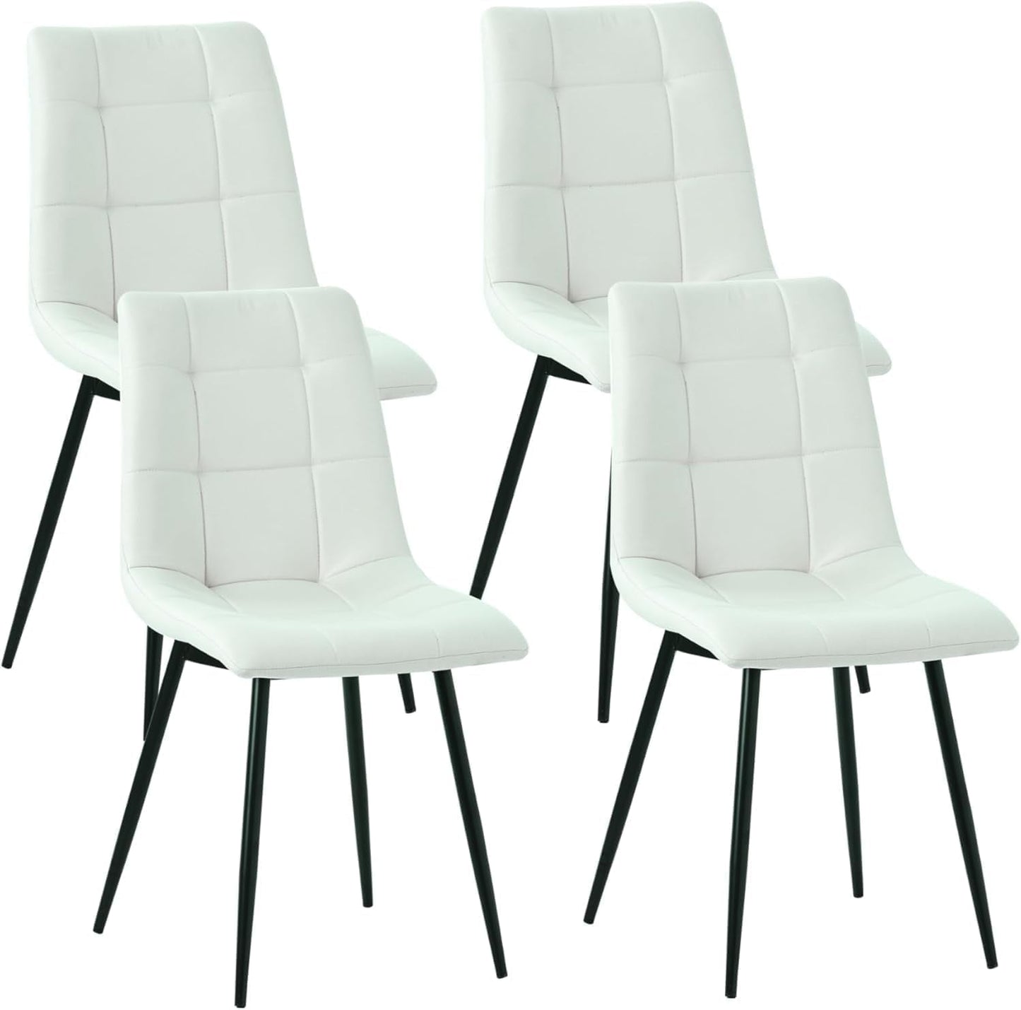 Royalcraft Modern Kitchen Chairs, Dining Chairs Set of 4, White Dining Chairs with Cushion Seat and Metal Legs for Living Room, Bedrooms, Kitchen, Beige
