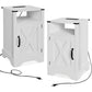 RoyalCraft White Nightstand with Charging Station, Farmhouse Bedside Table with X-Shaped Design,Wooden Rustic End Table with Large Storage Room and Shelf for Bedroom, Living Room